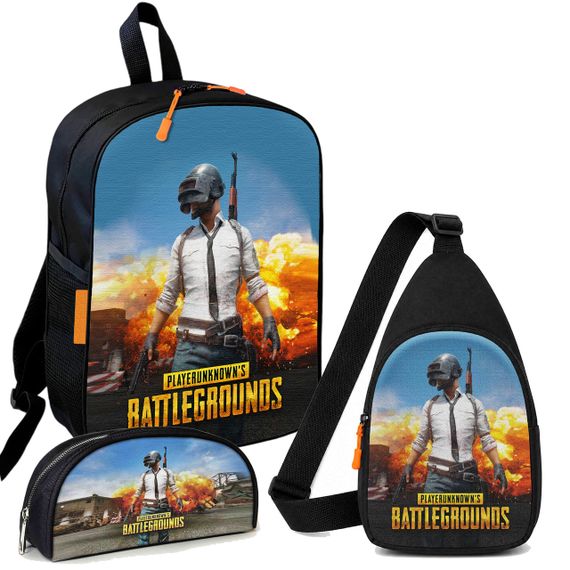 Набір PUBG 3 в 1: дитячий рюкзак + сумка-слінг + пенал, для хлопчика та дівчинки 7–9 років (6097)