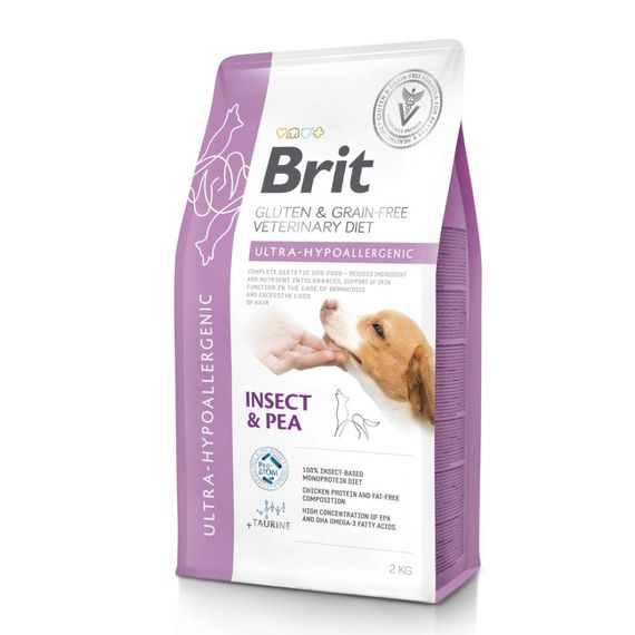 Корм сухий Brit VetDiet Dog Ultra-hypoallergenic для собак при проблемах з травленням з комахами 2 кг