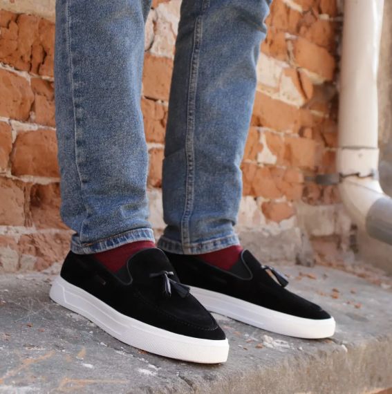 Стильные мужские лоферы из черной замши 45 размер | Зображення 6