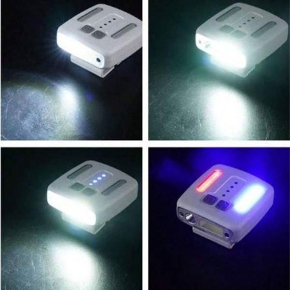 Ліхтар налобний акумуляторний з індикатором заряду та з кліпсою W6129-XPE+COB+8RGB Пісочний