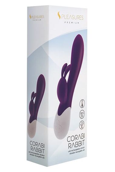 Вібратор-кролик S Pleasures Premium Corabi Rabbit, фіолетовий, вушка для клітора, 16 режимів, нагрів | Зображення 2