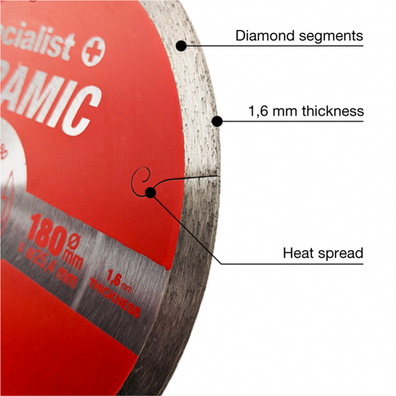 Диск алмазный для плитки Specialist+ CERAMIC 180x25,4/ 8x1,6 | Зображення 1