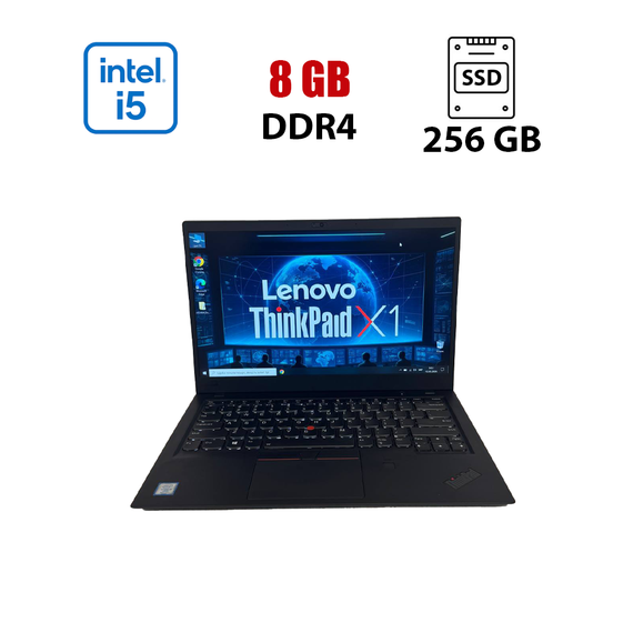 Ультрабук Б-класс Lenovo ThinkPad X1 Carbon Gen 6 / 14" (1920x1080) IPS / Intel Core i5-8350U (4 (8) ядра по 1.7 - 3.6 GHz) / 8 GB DDR4 / 256 GB SSD / Intel UHD Graphics 620 / WebCam б/у
