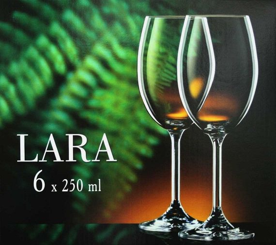 Набір келихів для вина Bohemia Lara 250 мл 6 шт 40415/250 фужери для урочистостей і свят | Зображення 2