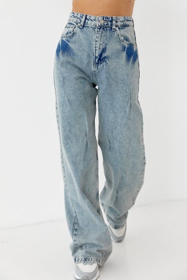 Женские джинсы-варенки wide leg с защипами - голубой цвет, 38р (есть размеры) | Зображення 6