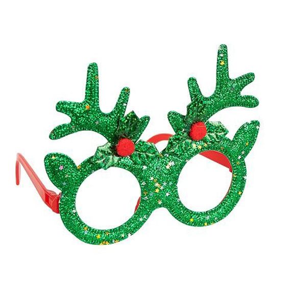 Очки новогодние "Оленьи рожки" 2519-SP(Green) размер 13 см