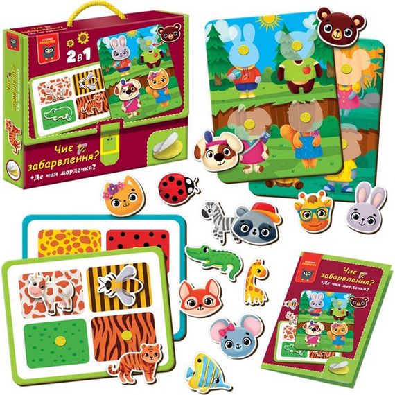 Детская развивающая игрушка "Чей окрас? Где чья мордочка?" VT1310-06 с липучками | Зображення 2