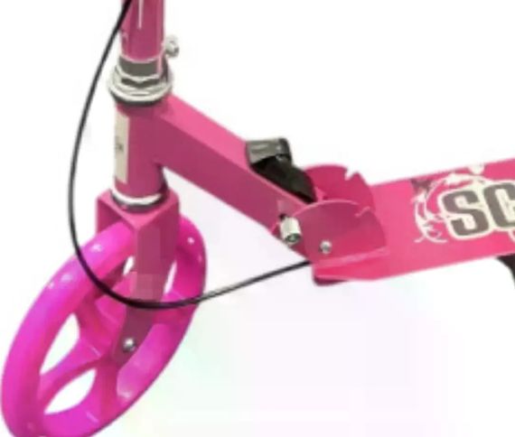 Самокат двоколісний міський з колесами PU 200 мм і ножним гальмом 109 Pink • Складаний прогулянковий самокат для дітей і підлітків • Міський самокат рожевий | Зображення 3