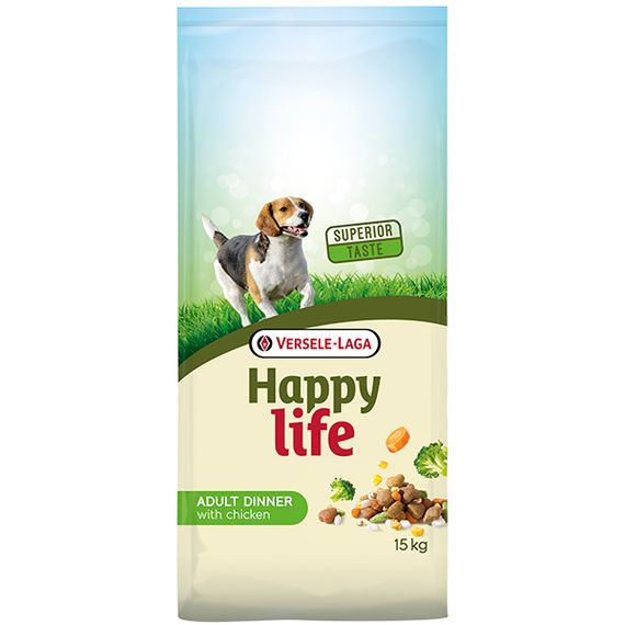 Сухий корм для собак з куркою та овочами Happy Life Adult Dinner with Chicken 15 кг