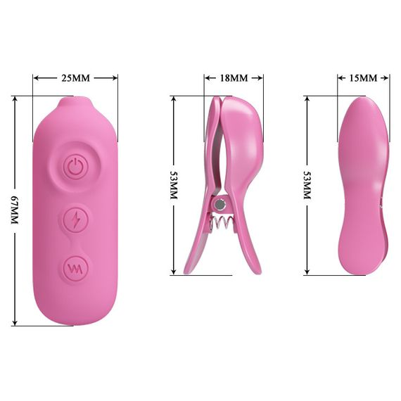 Зажимы для сосков PRETTY LOVE -NIPPLE CLIP, 7 vibration functions 3 electric shock functions Sex Aura | Зображення 2