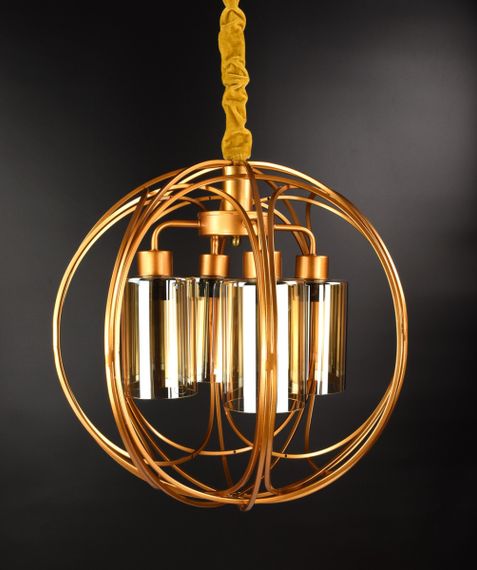 Люстра підвісна LOFT на 4 лампочки 25863 Жовтий 50-115х47х47 см. | Зображення 2