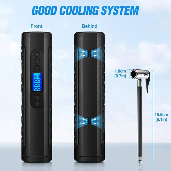 Насос автомобільний, повітряний Nwouiay — 12 В електричний цифровий компресор | Зображення 1