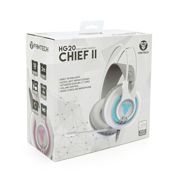 Ігрові навушники з мікрофоном Fantech HG20, 7.1-Channel, RGB, USB, White, Color Box | Зображення 1