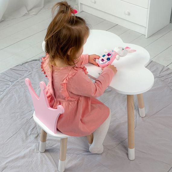 Дитячий стіл білий хмарка і стільчик корона дитячий рожевий. Дитячий білосніжний столик | Зображення 3