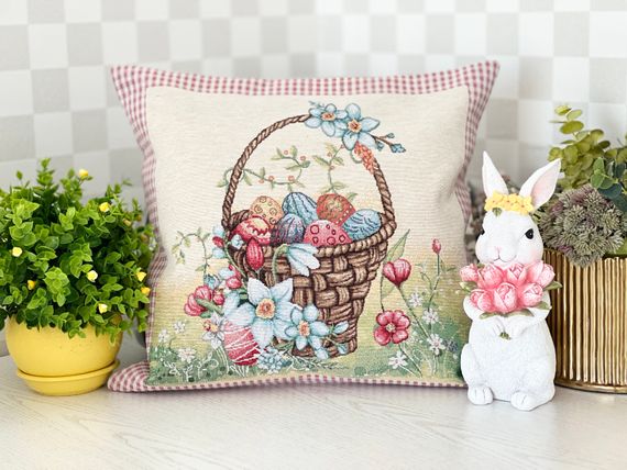 Наволочка гобеленова одностороння MAGIC EASTER CO1-NV Limaso, 45x45, Квадратна, Великодній, Без люрексу, 75% поліестер, 22% бавовна, 3% акрил, Односторонній, Гобелен | Зображення 2