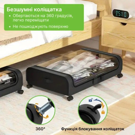 Контейнер для хранения под кроватью Festiwell с колесиками. Подкроватный органайзер из пластика (Festiwell) | Зображення 3