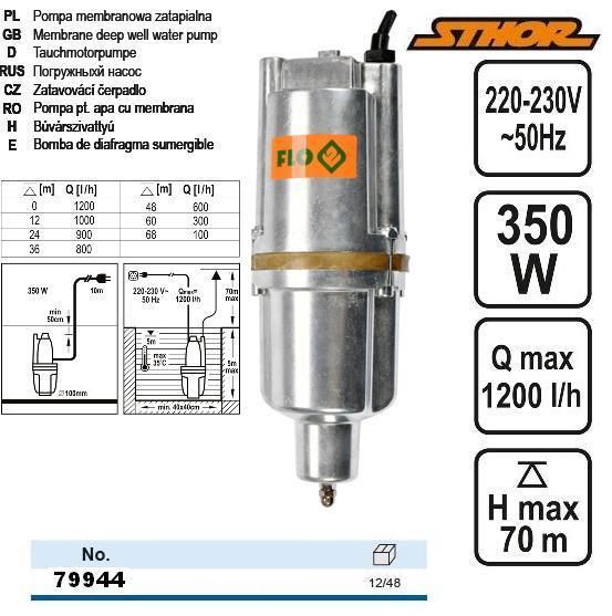 Насос мембранный Польша помпа 350 Вт макс высота 70 м FLO-79944