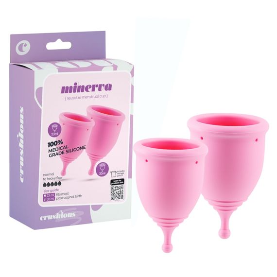 Набор менструальных чаш CRUSHIOUS Minerva, S и L, с чехлом Sex Aura