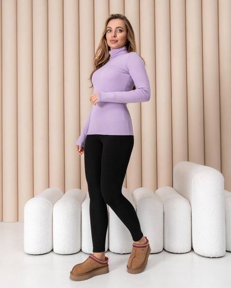 Жіноча тепла водолазка-гольф напівшерсть на термофлісі колір бузковий розмір 46/48 DM09.09 | Зображення 1