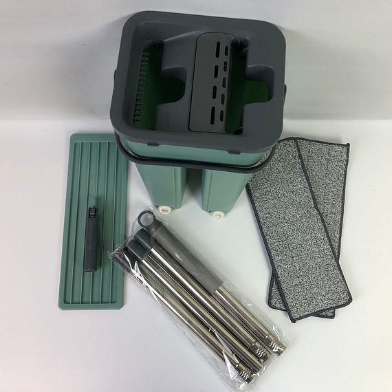 Швабра - ледар з відром і автоматичним віджимом 2 в 1 Hand Free Cleaning Mop 5 л. Колір: зелений | Зображення 6
