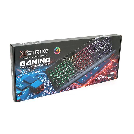 Клавиатура USB XSTRIKE XS-1022, довж. кабеля 150см, RGB подсветки, 460х175х35мм | Зображення 1
