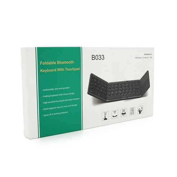 Клавіатура бездротова B033, розкладна, 64 клавіші, Touchpad, (Eng/Pyc), 2.4G, Gray, 300x98mm, Box | Зображення 1