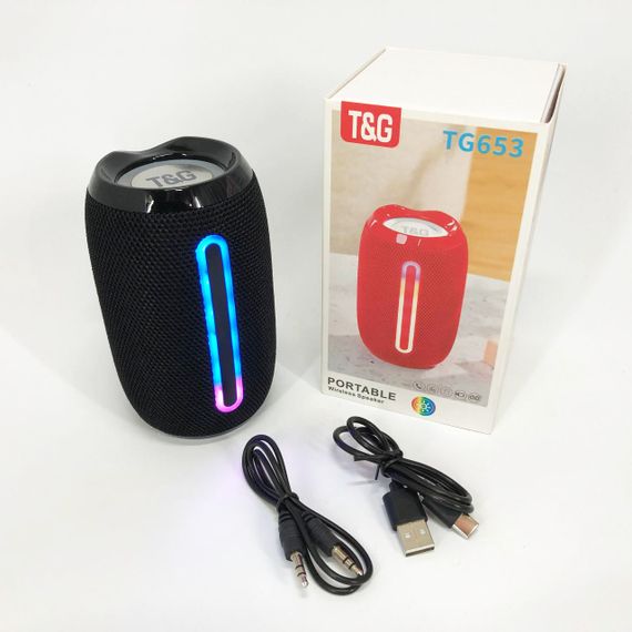 Портативная Bluetooth-колонка TG653 USB с ремешком, аккумуляторная колонка для музыки. Цвет: черный | Зображення 7