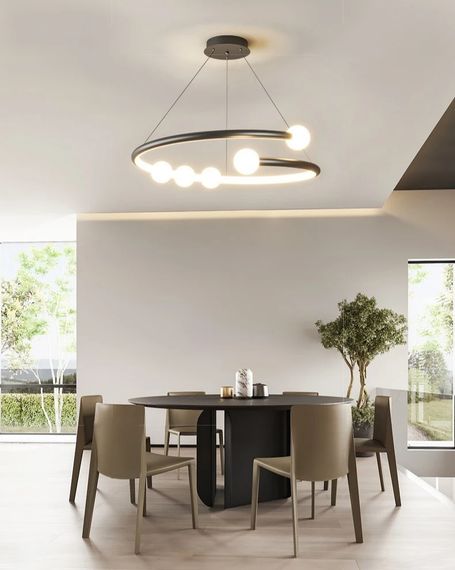 Люстра світлодіодна підвісна LED світильник для квартири на стелю лед 27564 Чорний 25-90х60х60 см.