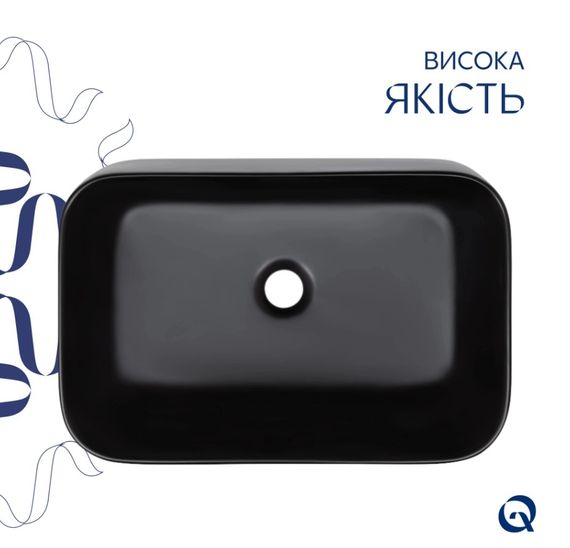 Раковина накладна Qtap Scorpio 550х390х120 мм, Matt Black, прямокутна, без донного клапана QT14112243MBN | Зображення 3