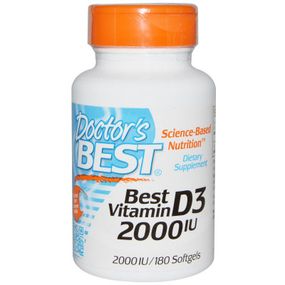 Витамин Doctor's Best Витамин D3 2000IU, 180 желатиновых капсул (DRB-00210)
