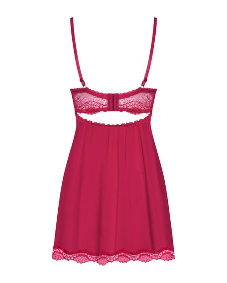 Пеньюар Obsessive Rosalyne babydoll Бордовий S/M | Зображення 5