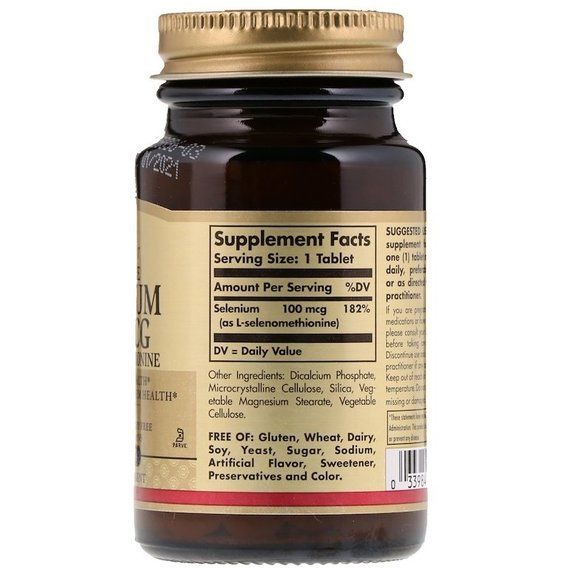 Селен Solgar Selenium, Yeast-Free 100 mcg 100 Tabs | Зображення 1