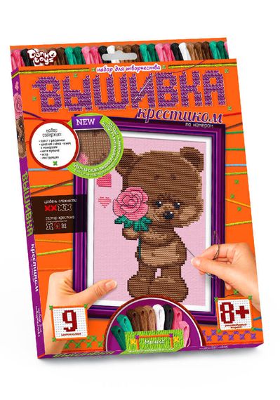 Набір для творчості "Вишивка хрестиком за номерами" економ VK-01 Danko Toys Ведведик 1 Вид 6