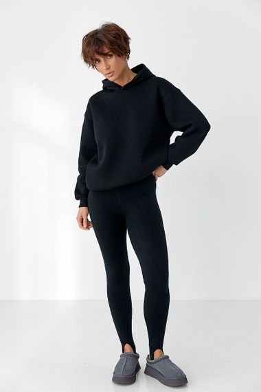 Тепле однотонне худі - чорний цвет, S (є розміри) | Зображення 2