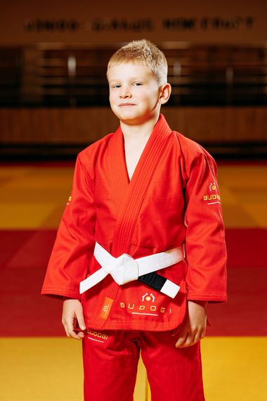 Червоне дитяче кімоно для хлопчиків, джиу-джитсу, TM BUDOGI, зріст 150 см щільність 350 гр/м.кв. | Зображення 1