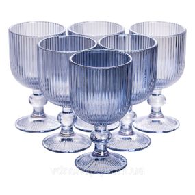 Набір келихів для вина 6 (шт) по келихи під вино 220 (мл) на ніжці келихи винні Блакитний HP-19-7114BL