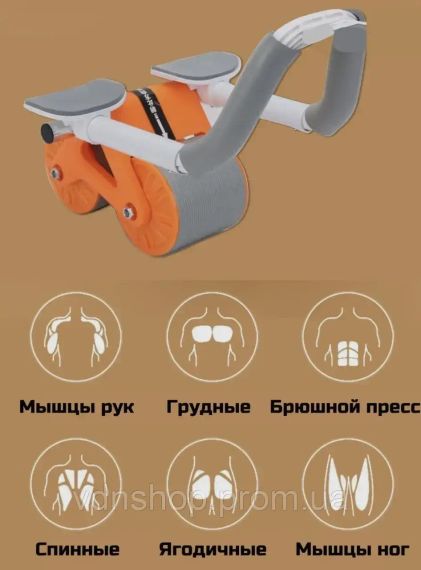 Тренажер для пресса / Колесо для спорта / Ролик для пресса с возвратным механизмом Синяя | Зображення 1