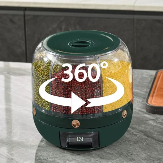 Зеленый Круглый органайзер-диспенсер для круп с дозатором 10 л | Зображення 4