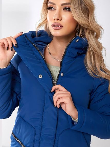 Жіноча зимова куртка з капюшоном, арт. 509, синій електрик | Зображення 6
