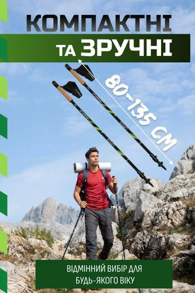 Палиці для скандинавської ходьби PowerPlay 9111 Lykke Green 80-135 см (пара) + 2-ві пари чобітків + чохол (PP_9111_Green) | Зображення 8