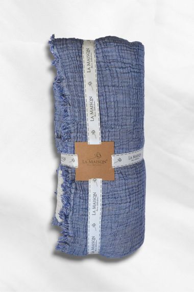 Муслиновое покрывало La Maison 230×240 Selin Mavi - Ekru | Зображення 1