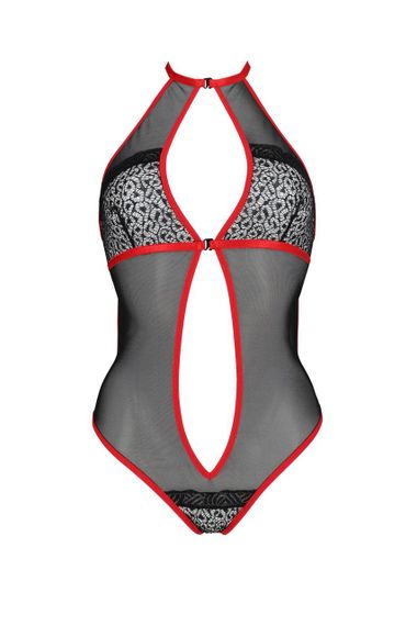 Сітчасте боді з мереживом на грудях Passion SATARA BODY XXL/XXXL red Sex Aura | Зображення 2