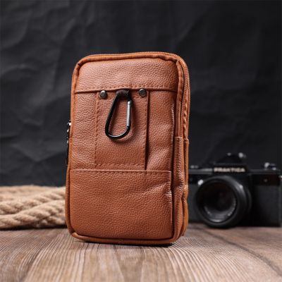 Сумка Vintage На пояс на два отделения из натуральной кожи Рыжая (22737) | Зображення 5