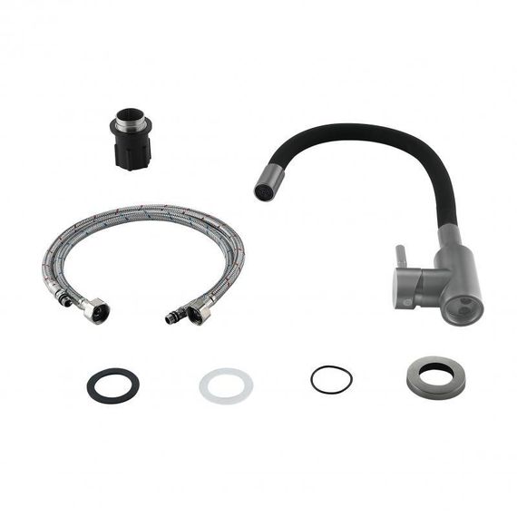 Змішувач для кухні Lidz Aria 015F3 (k35) з гнучким виливом LDARI015F3BGRP49564 Graphite/Black | Зображення 7