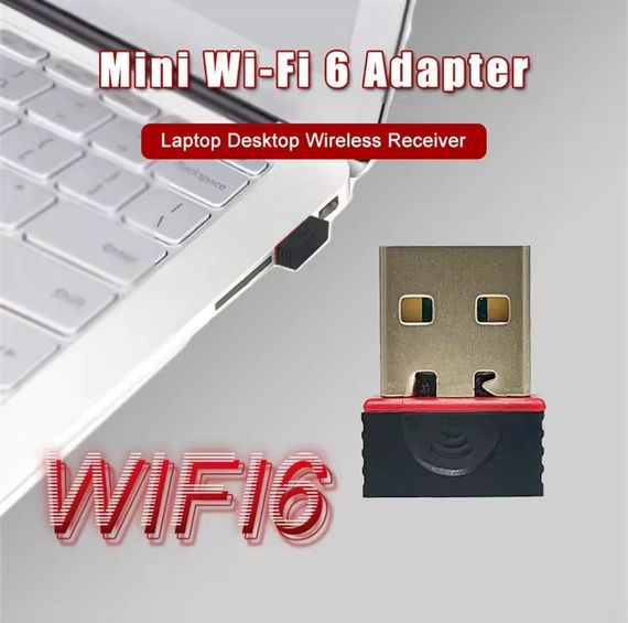 Wi-Fi 6 мережеве приймання сигналу, мініадаптер, Wi-Fi без драйвера, 2,4G USB Plug and Play, B/G/N/AX | Зображення 1
