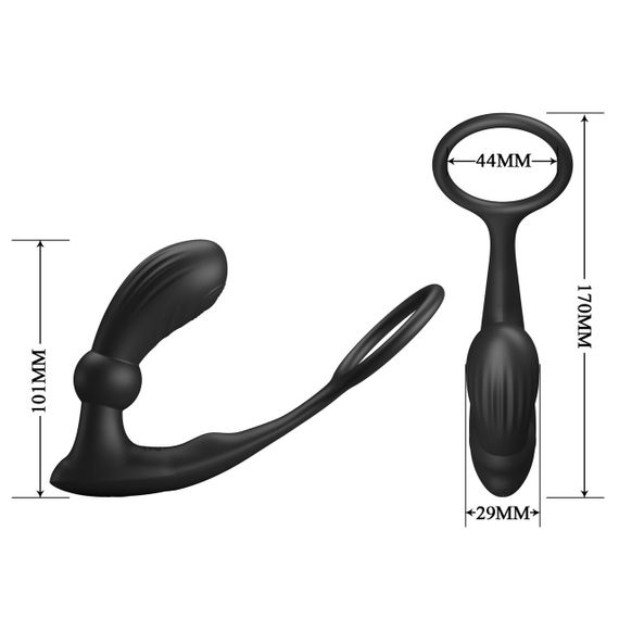 Масажер простати PRETTY LOVE Warren Black, 12 vibration functions 12 pulse wave settings Sex Aura | Зображення 4