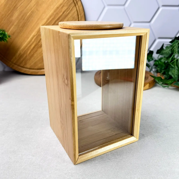 Банка бамбукова Bamboo L GK-5877 для зберігання сипучих продуктів зі скляними стінками 2,5 л Прозорий | Зображення 5