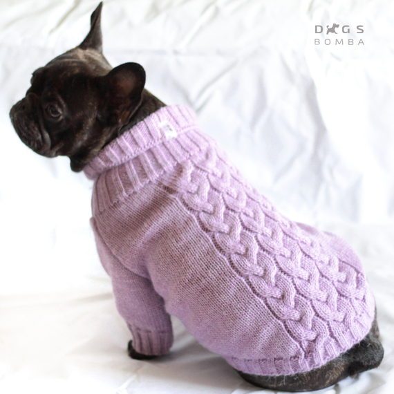 Светр в'язаний Косичка лаванда Y-229 | Зображення 2