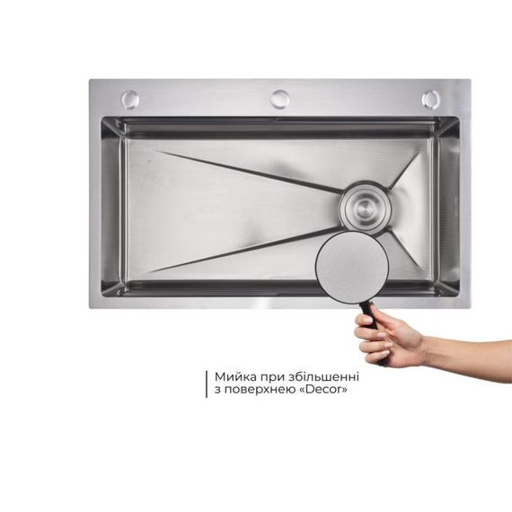 Комплект Lidz Handmade H7545 Мийка для кухні інтегрована Decor Honeycomb LDH7545DEC48372 + Lidz (BLA) Подрібнювач для | Зображення 3