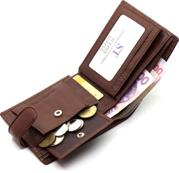Коричневе чоловіче портмоне з натуральної шкіри з фіксацією ST Leather ST103 | Зображення 6